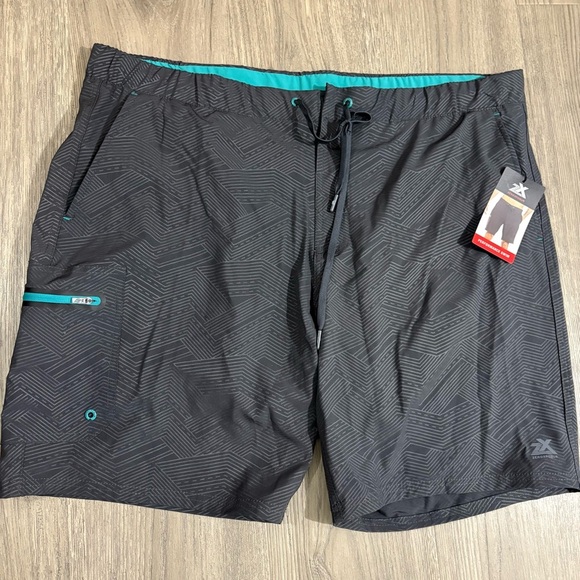 Zeroxposur Mens Gray Blue Lined Swim Trunks Shorts Comfort Waist Sz XXL NWT - Picture 1 of 8